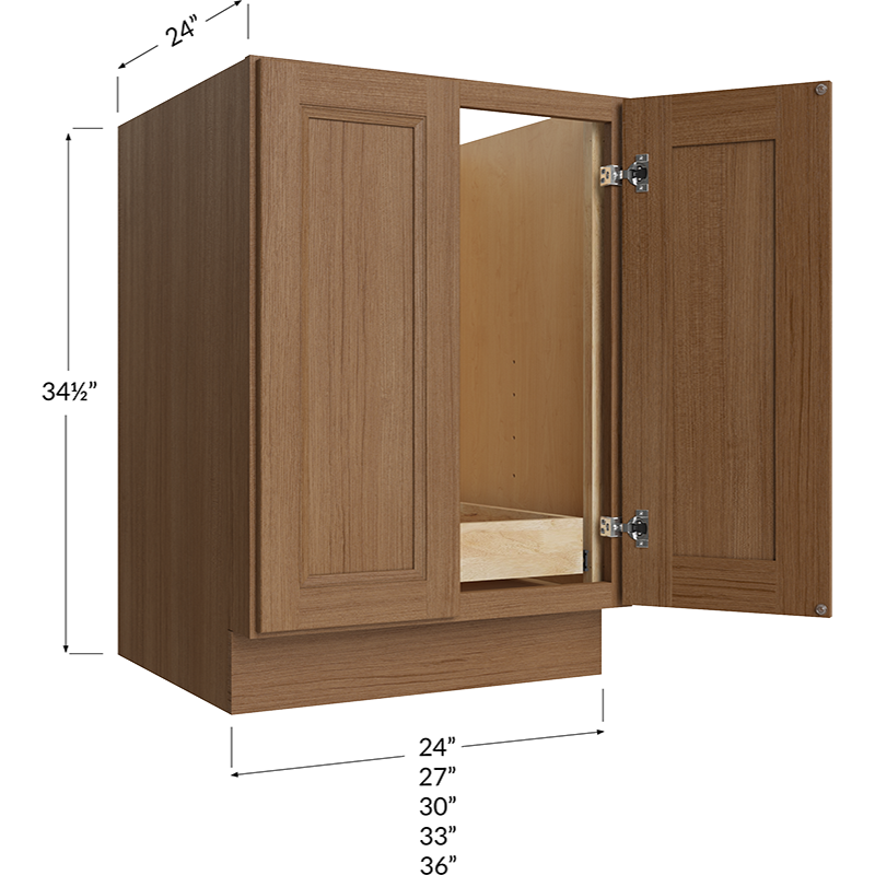 Blackwood Canyon Oak Full Height Door One Rollout Shelf Base Cabinet - 27W x 34-1/2H x 24D - 2 Doors, 1 Rollout Shelf