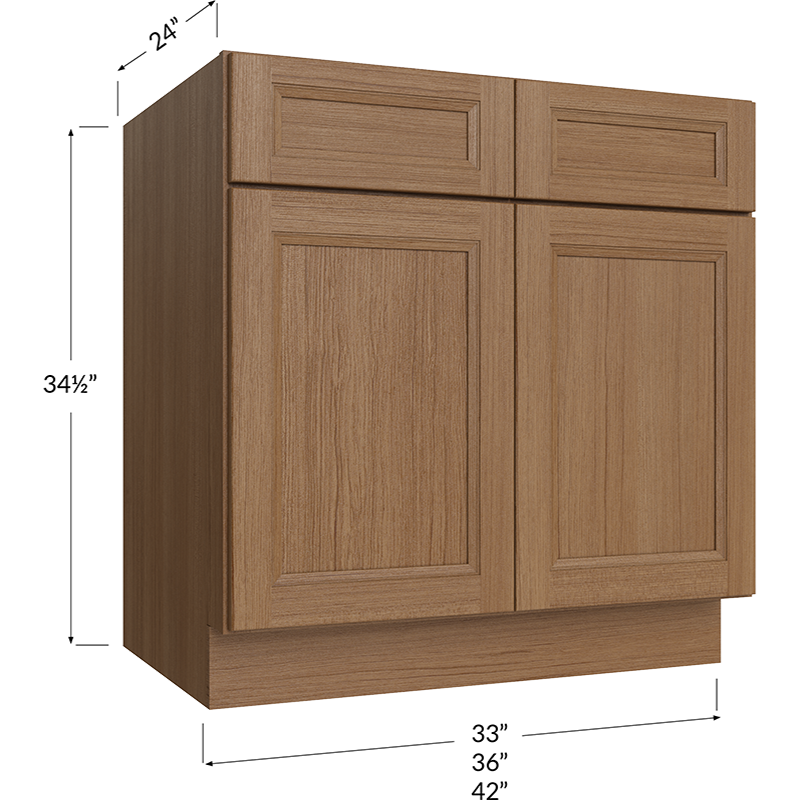 Blackwood Canyon Oak Base Cabinet - 33W x 34-1/2H x 24D - 2 Doors, 2 Drawer, 1 Shelf