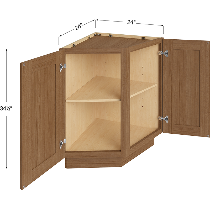 Blackwood Canyon Oak Base End Cabinet - 24W x 34-1/2H x 24D - 2 Door, 2 Shelves