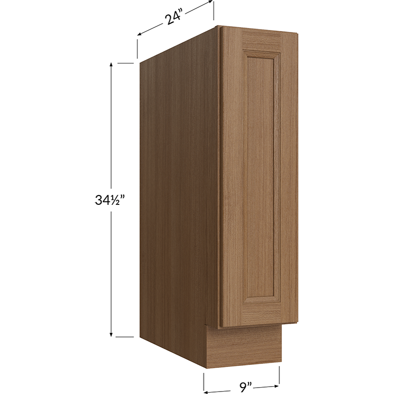 Blackwood Canyon Oak Tray Base Cabinet - 9W x 34-1/2H x 24D - 1 Door