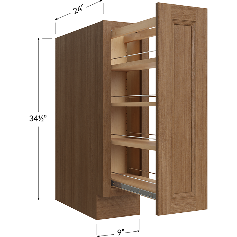 Blackwood Canyon Oak Base with Shelf Pullout - 9W x 34-1/2H x 24D - 1 Door, 1 Pull Out