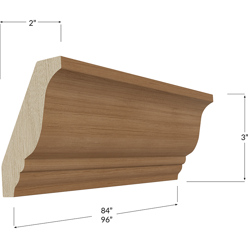 Blackwood Canyon Oak Decorative Crown Moulding - 84W x 3H x 2D