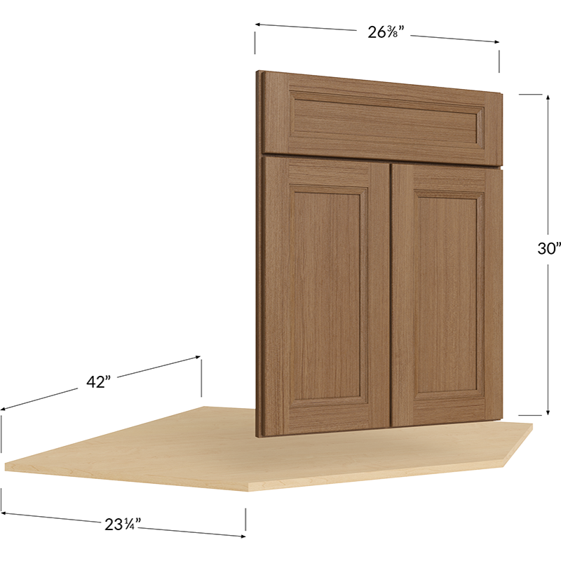 Blackwood Canyon Oak 42" Diagonal Corner Sink - 42W x 34-1/2H x 23-1/4D