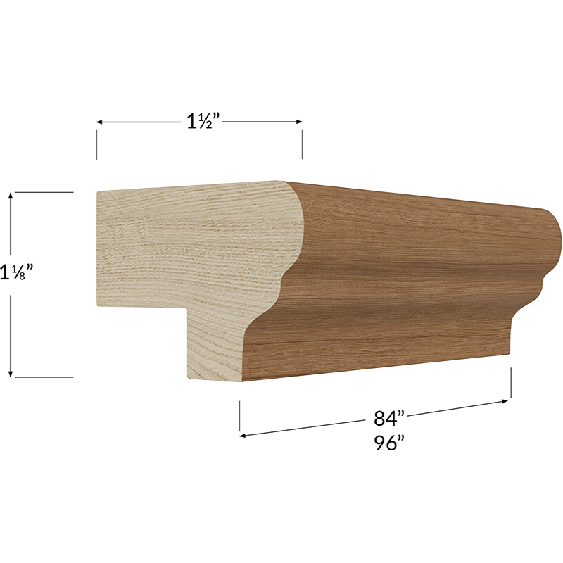 Blackwood Canyon Oak Traditional Light Rail Moulding - 96W x 1-1/8H x 1-1/2D