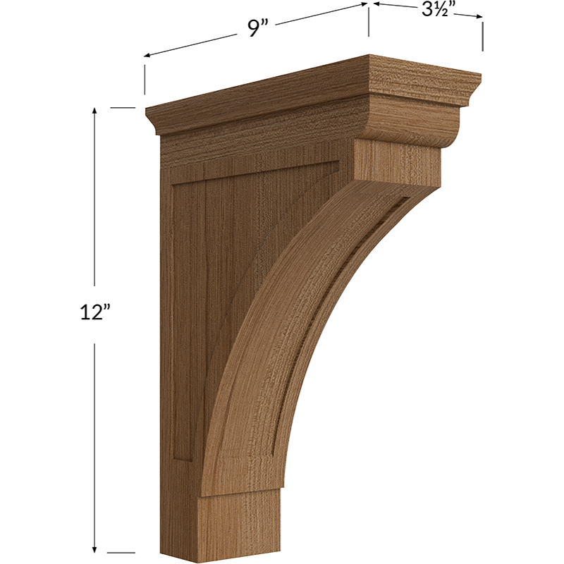 Blackwood Canyon Oak Modern Corbel - 3-1/2W x 12H x 9D
