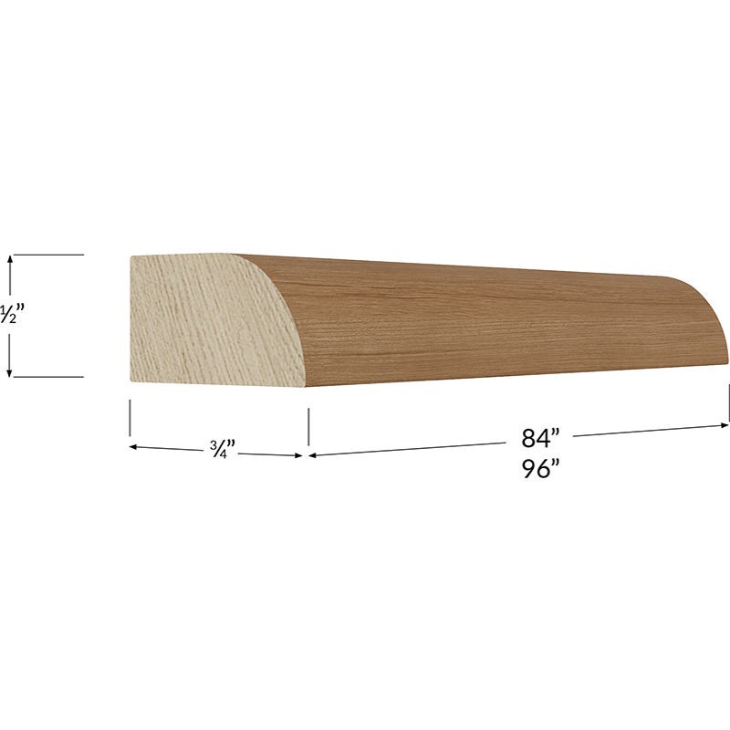 Blackwood Canyon Oak Shoe Moulding - 96W x 3/4H x 1/2D