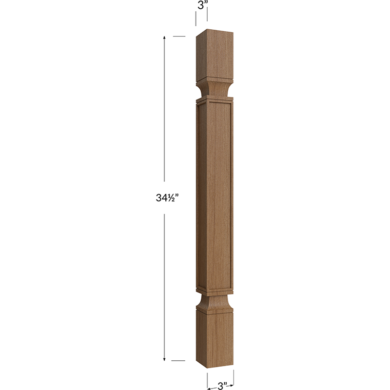 Blackwood Canyon Oak Square Decorative Leg - 3W x 34-1/2H x 3D