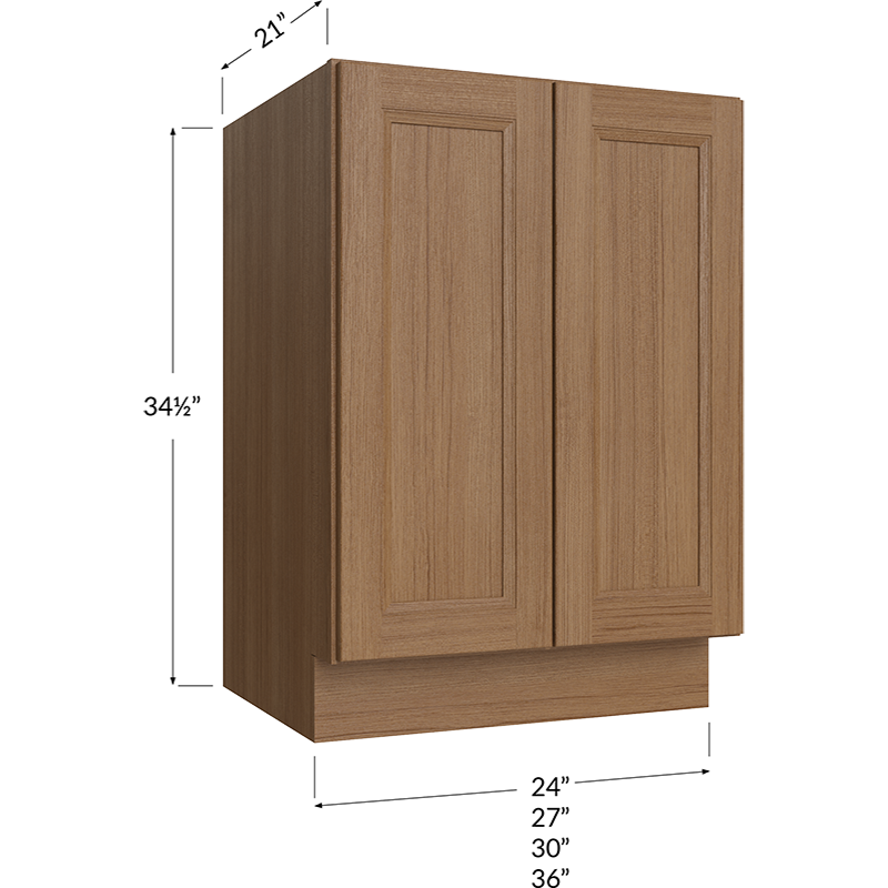 Blackwood Canyon Oak Vanity Full Height Door Sink Base Cabinet - 27W x 34-1/2H x 21D - 2 Full Height Doors