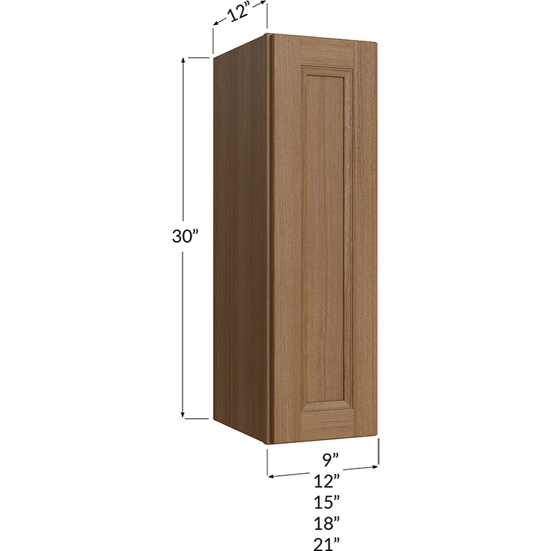 Blackwood Canyon Oak Wall Cabinet - 9W x 30H x 12D - 1 Door, 2 Shelves