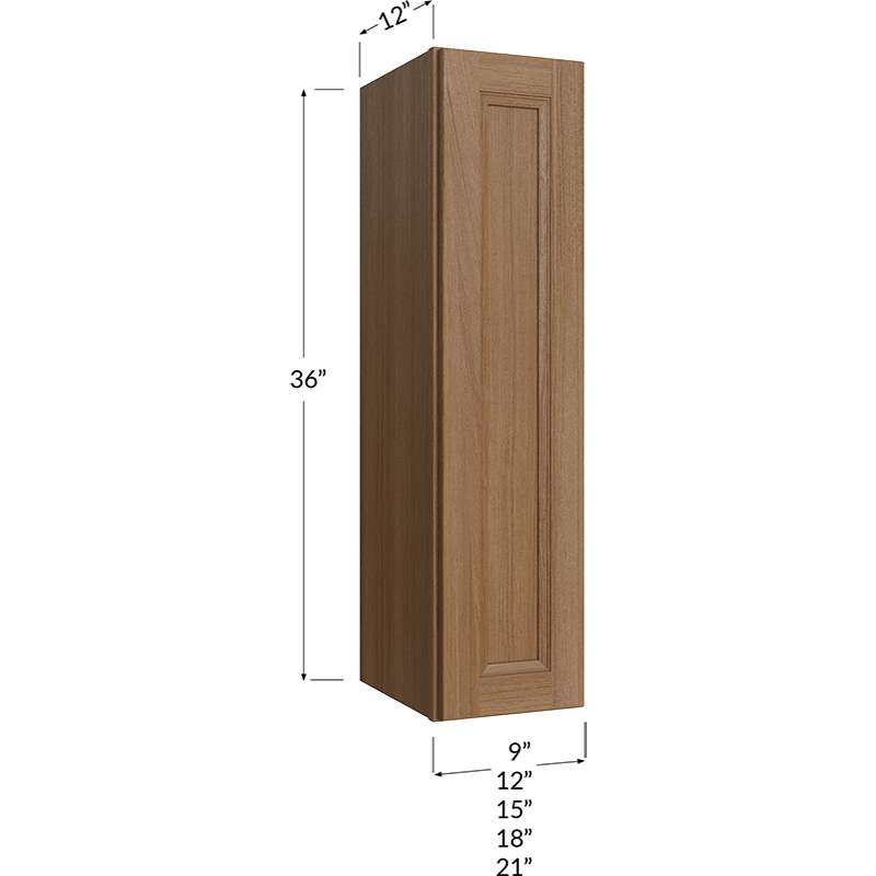 Blackwood Canyon Oak Wall Cabinet - 21W x 36H x 12D - 1 Door, 2 Shelves