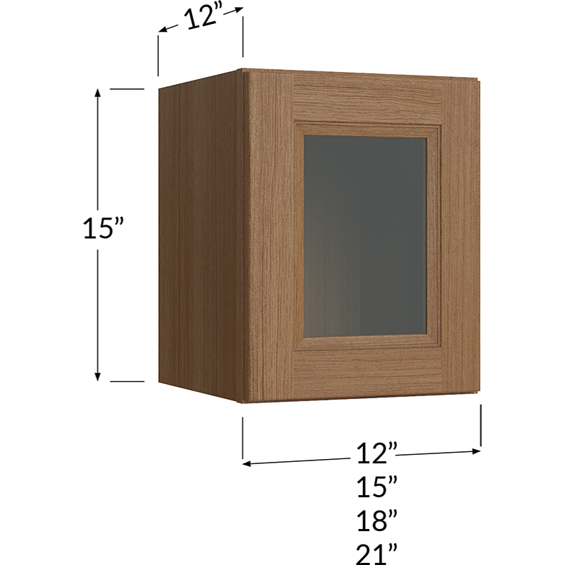 Blackwood Canyon Oak Stacker Wall Glass Door Cabinet with Finished Interior - 21W x 15H x 12D - 1 Door