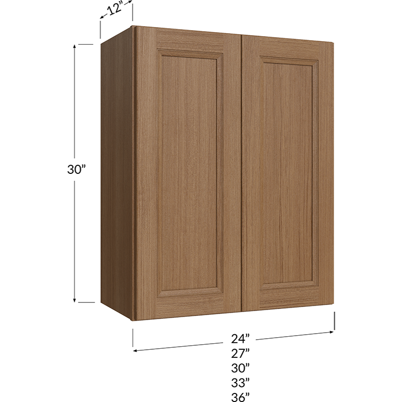 Blackwood Canyon Oak Wall Cabinet - 27W x 30H x 12D - 2 Door, 2 Shelves