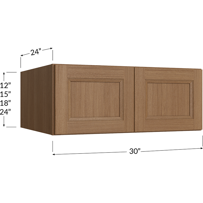 Blackwood Canyon Oak Wall Refrigerator Cabinet - 30W x 18H x 24D - 2 Doors