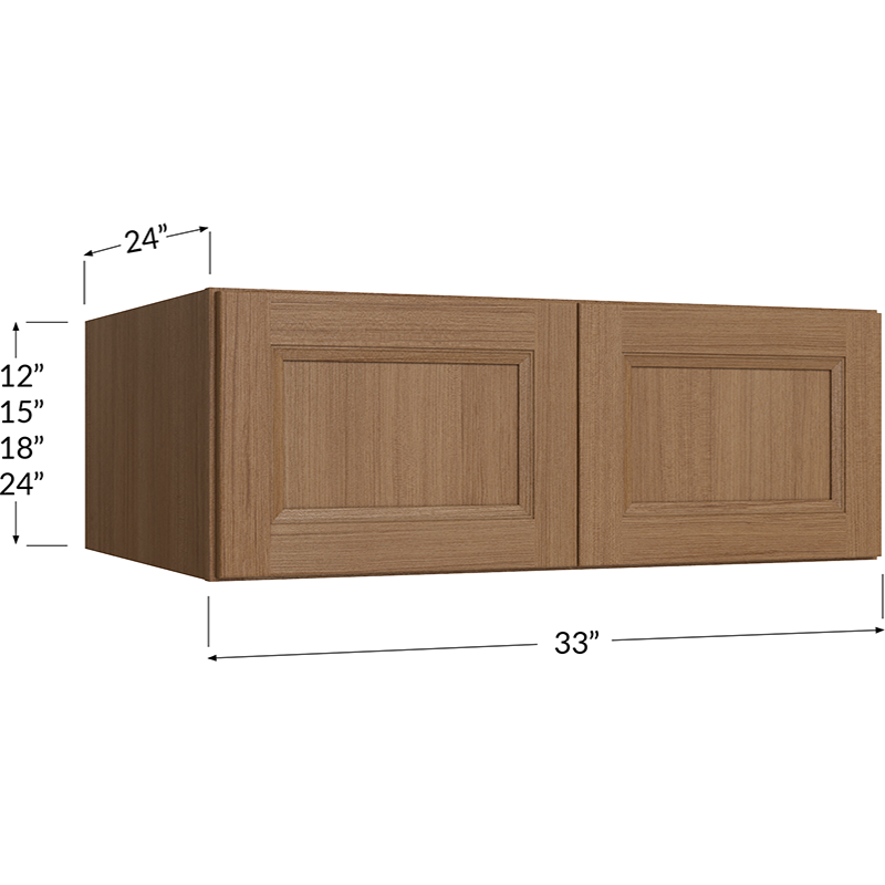 Blackwood Canyon Oak Wall Refrigerator Cabinet - 33W x 12H x 24D - 2 Doors