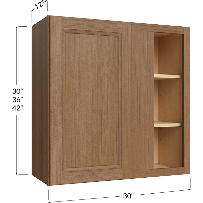 Blackwood Canyon Oak Wall Blind Corner Cabinet - 30W x 30H x 12D - 1 Door, 2 Shelves