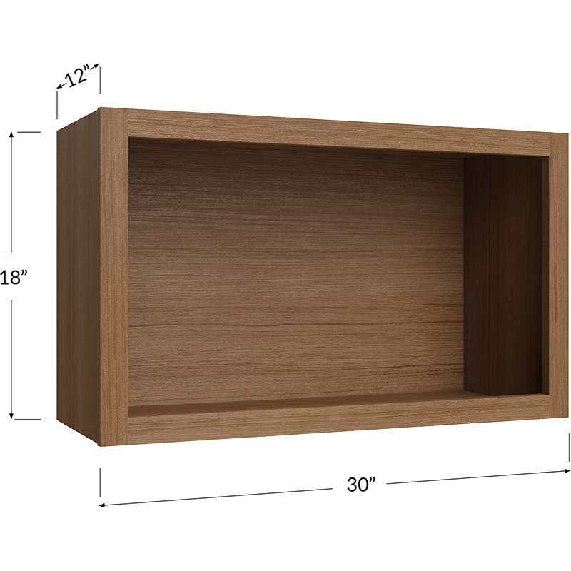 Blackwood Canyon Oak Wall Open Cabinet - 30W x 18H x 12D