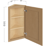 Angle Wall Cabinet - 12W x 30H x 12D - 1 Door, 2 Shelves (Cabinet Frame Width: 17")