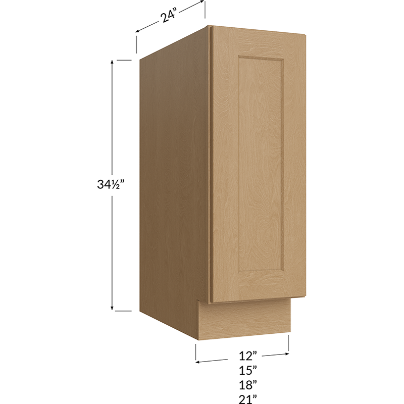 Full Height Door Base Cabinet - 15W x 34-1/2H x 24D - 1 Door, 1 Shelf