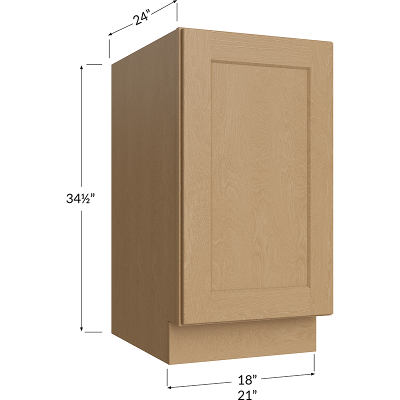 Full Height Door Base with Double Trashcan Pullout - 21W x 34-1/2H x 24D - 1 Door, 2 Trashcan Pullout