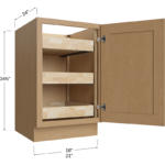Full Height Door Three Rollout Shelf Base Cabinet - 18W x 34-1/2H x 24D - 1 Door, 3 Roll Out Shelf