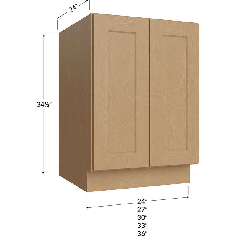 Full Height Door Base Cabinet - 24W x 34-1/2H x 24D - 2 Doors, 1 Shelf