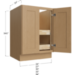 Full Height Door Two Rollout Shelf Base Cabinet - 24W x 34-1/2H x 24D - 2 Door, 2 Roll Out Shelf