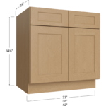Base Cabinet - 33W x 34-1/2H x 24D - 2 Doors, 2 Drawer, 1 Shelf