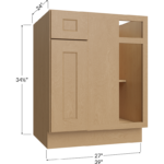 Blind Base Corner Cabinet - 27W x 34-1/2H x 24D - 1 Door, 1 Drawer, 1 Shelf