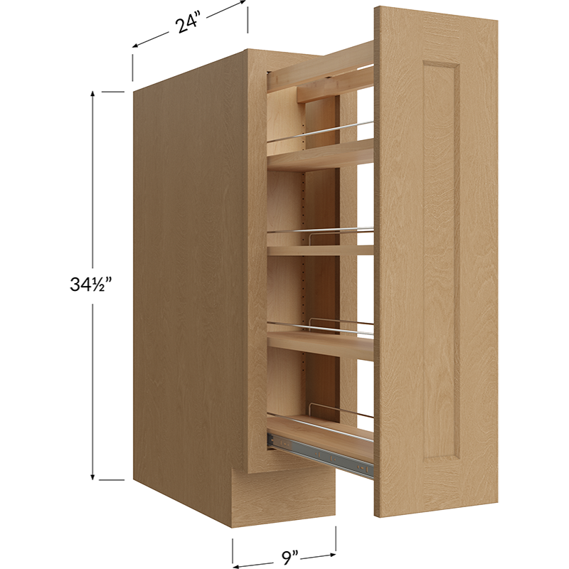 Base with Shelf Pullout - 9W x 34-1/2H x 24D - 1 Door, 1 Pull Out