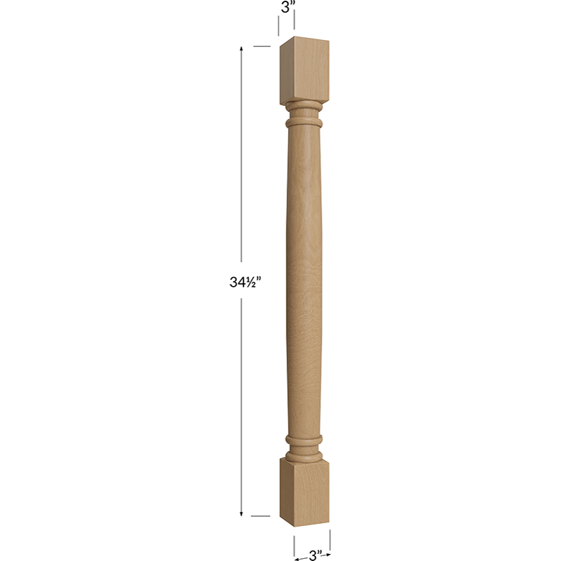 Classic Decorative Leg - 3W x 34-1/2H x 3D