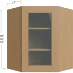 Wall Diagonal Glass Door Corner Cabinet with Finished Interior - 24W x 30H x 12D - 1 Door, 2 Shelves - Does not include Glass