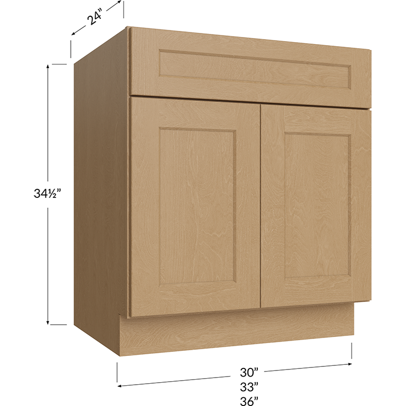 Sink Base Cabinet - 33W x 34-1/2H x 24D - 2 Doors, 2 False Drawer