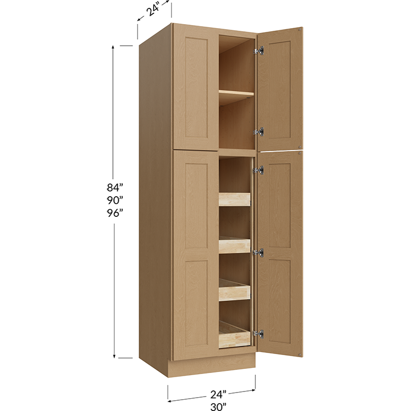Four Rollout Shelf Utility Cabinet - 24W x 84H x 24D - 4 Doors, 1 Shelf, 4 Roll out Shelves