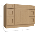 Vanity Double Drawer Combo Base Cabinet - 48W x 34-1/2H x 21D - 2 Door, 6 Drawers, 1 False Drawer