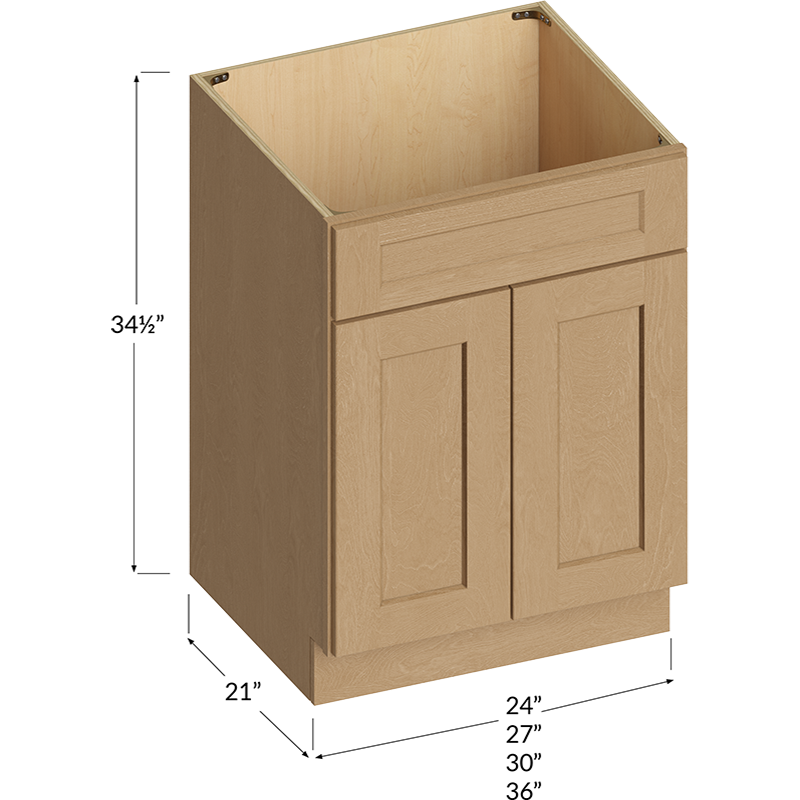 Vanity Sink Base Cabinet - 24W x 34-1/2H x 21D - 2 Doors, 1 False Drawer