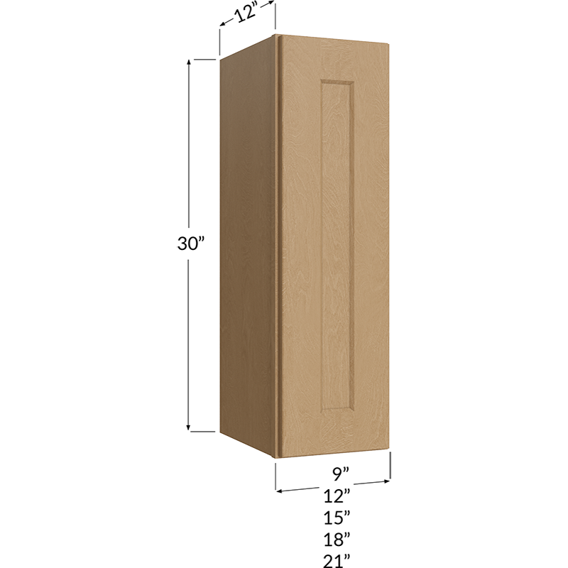 Wall Cabinet - 12W x 30H x 12D - 1 Door, 2 Shelves