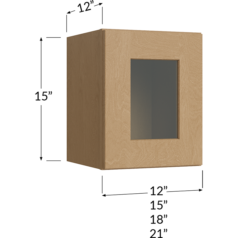 Stacker Wall Glass Door Cabinet with Finished Interior - 18W x 15H x 12D - 1 Door