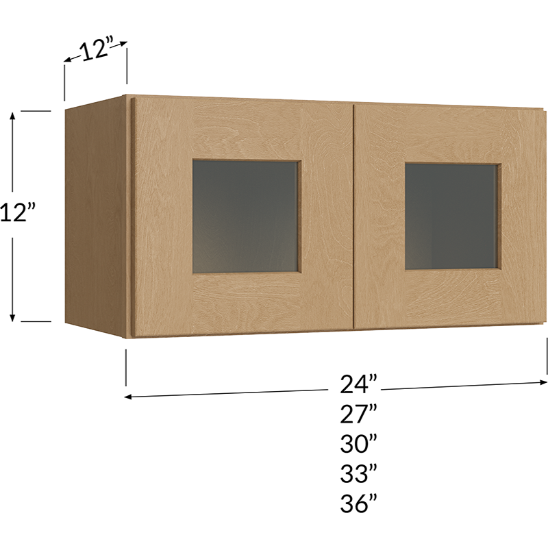 Stacker Wall Glass Door Cabinet with Finished Interior - 30W x 12H x 12D - 2 Doors