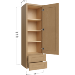 Wall Drawer Cabinet - 18W x 48H x 15D - 1 Door, 2 Drawers, 2 Shelves