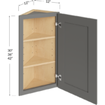 Blackwood Grey Shaker Angle Wall Cabinet - 12W x 30H x 12D - 1 Door, 2 Shelves (Cabinet Frame Width: 17")