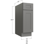 Blackwood Grey Shaker Base Cabinet - 12W x 34-1/2H x 24D - 1 Door, 1 Drawer, 1 Shelf