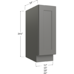 Blackwood Grey Shaker Full Height Door Base Cabinet - 12W x 34-1/2H x 24D - 1 Door, 1 Shelf