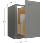Blackwood Grey Shaker Full Height Door Base with Single Trashcan Pullout - 15W x 34-1/2H x 24D - 1 Door, 1 Trashcan Pullout