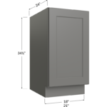 Blackwood Grey Shaker Full Height Door Base with Double Trashcan Pullout - 18W x 34-1/2H x 24D - 1 Door, 2 Trashcan Pullout