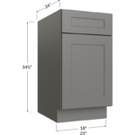 Blackwood Grey Shaker Base with Double Trashcan Pullout - 18W x 34-1/2H x 24D - 1 Door, 1 Drawer, 2 Trashcan Pullout