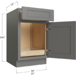 Blackwood Grey Shaker One Rollout Shelf Base Cabinet - 18W x 34-1/2H x 24D - 1 Door, 1 Drawer, 1 Roll Out Shelf