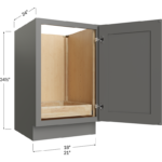Blackwood Grey Shaker Full Height Door One Rollout Shelf Base Cabinet - 18W x 34-1/2H x 24D - 1 Door, 1 Roll Out Shelf