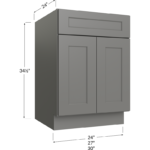 Blackwood Grey Shaker Base Cabinet - 24W x 34-1/2H x 24D - 2 Doors, 1 Drawer, 1 Shelf