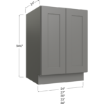 Blackwood Grey Shaker Full Height Door Base Cabinet - 24W x 34-1/2H x 24D - 2 Doors, 1 Shelf