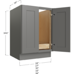 Blackwood Grey Shaker Full Height Door One Rollout Shelf Base Cabinet - 24W x 34-1/2H x 24D - 2 Doors, 1 Roll Out Shelf